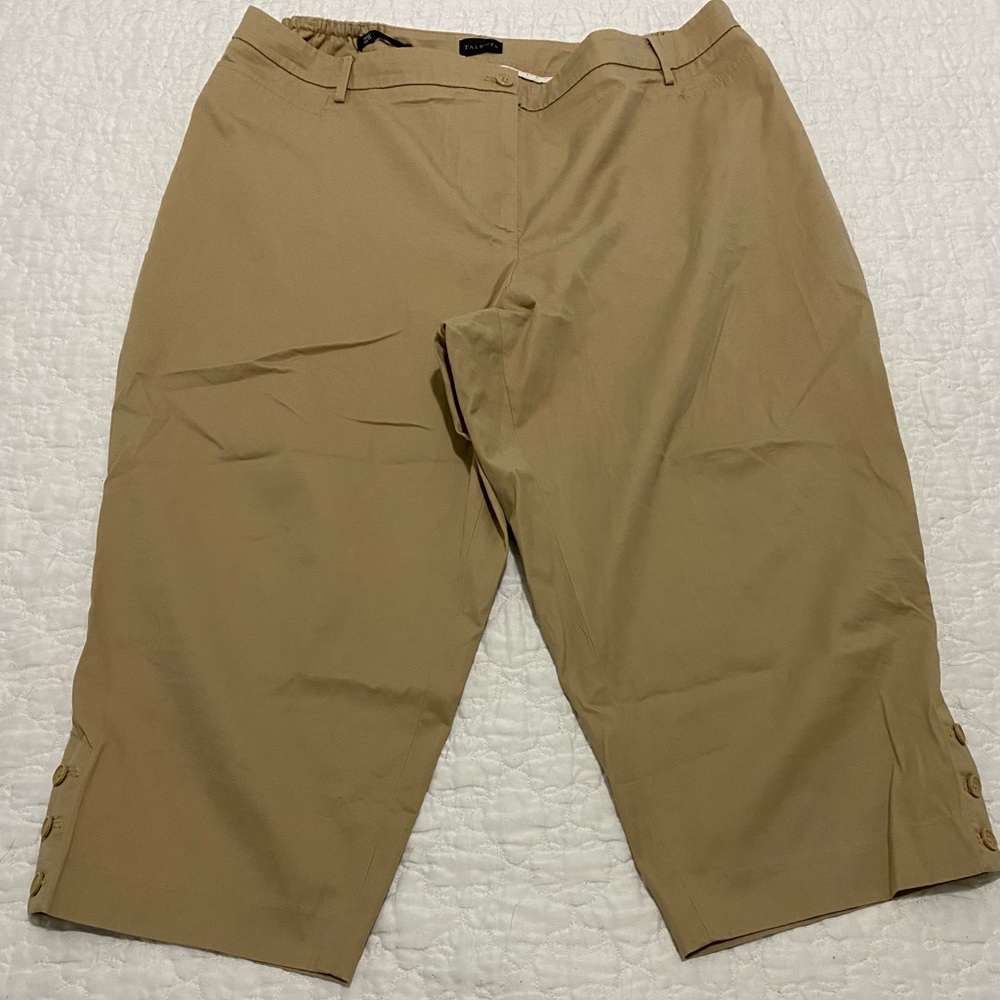 Talbots Tan Khaki Perfect Skimmer Crop Pants 22 Curvy